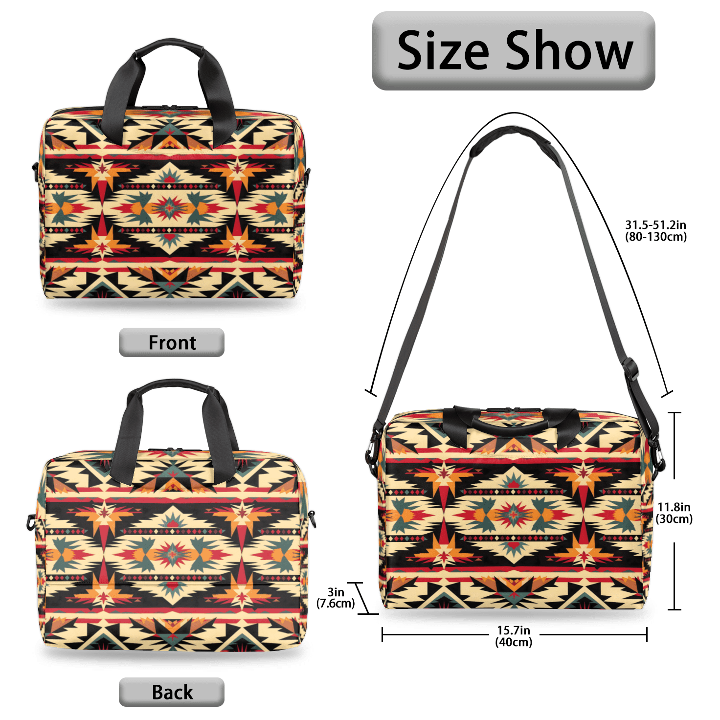 Herdesigns Aztec American Boho Western Laptop Bag for Women Men, Computer Case Briefcase Messenger Bags, 15-15.6 inch Laptop Sleeve Shoulder Bag