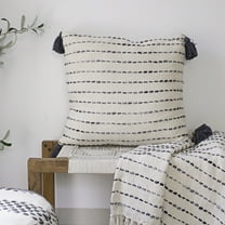 Ox Bay Emma 20" x 20" White/Navy Striped Cotton Blend Adult Decorative Throw Pillow Cover