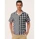 thumbnail image 3 of INSPIRE CHIC Camisa de cuadros a rayas estampada con botones y manga corta en color en contraste negro XXL, 3 of 6