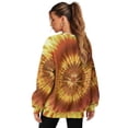 thumbnail image 6 of SCRAWLGOD Yellow Tie-Dye Womens Casual Crewneck Sweatshirts Long Sleeve Fashionable Tops Loose Fitting Pullovers with Drop Shoulder for Shopping Running, S, 6 of 7