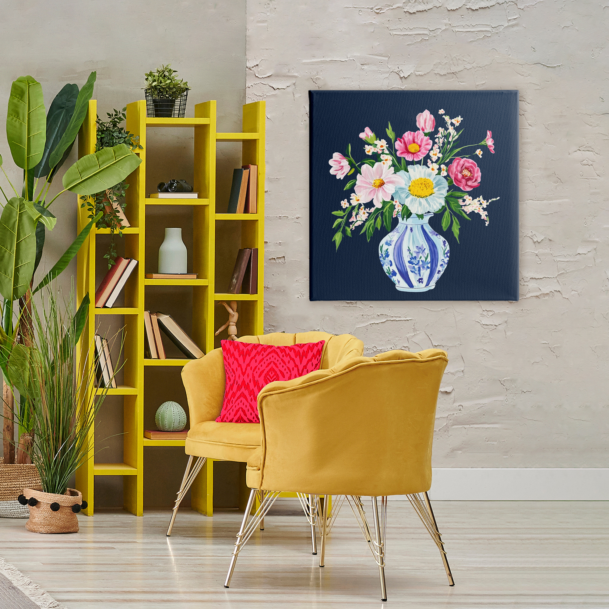 Spring Chinoiserie Vase Canvas Wall Art, design by Yen