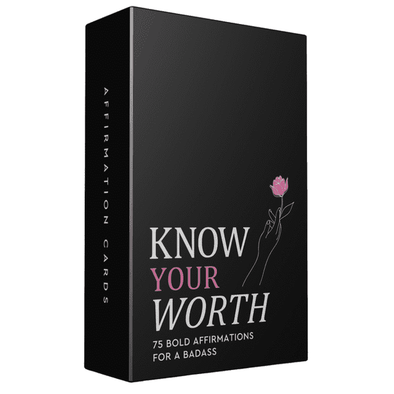 Know Your Worth Daily Affirmation Cards - 75 Bold Affirmations for Confidence & Self-Love - Portable & Simple Mindset Reset Tool