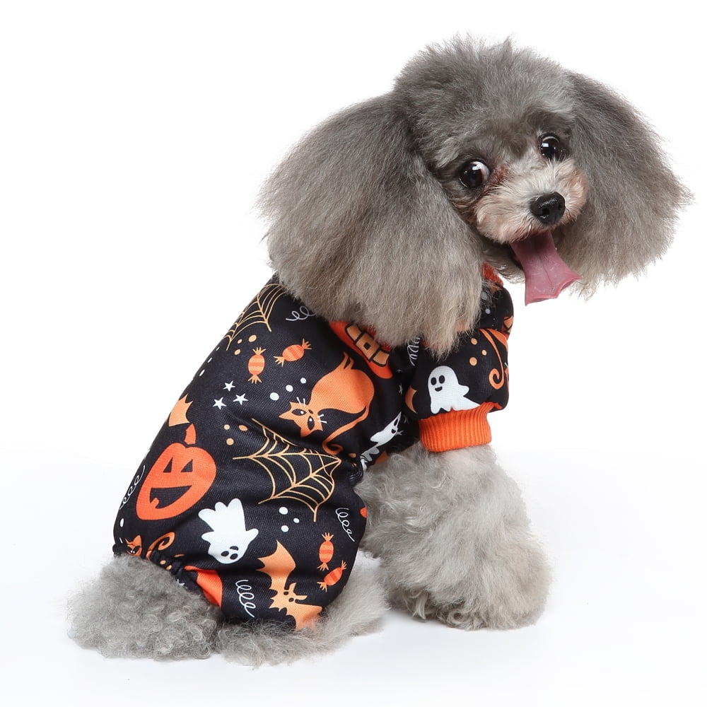 Dog Cat Clothes Pet Pumpkin Skull Puppy Hoodie Dress Halloween Cosplay Costumes 