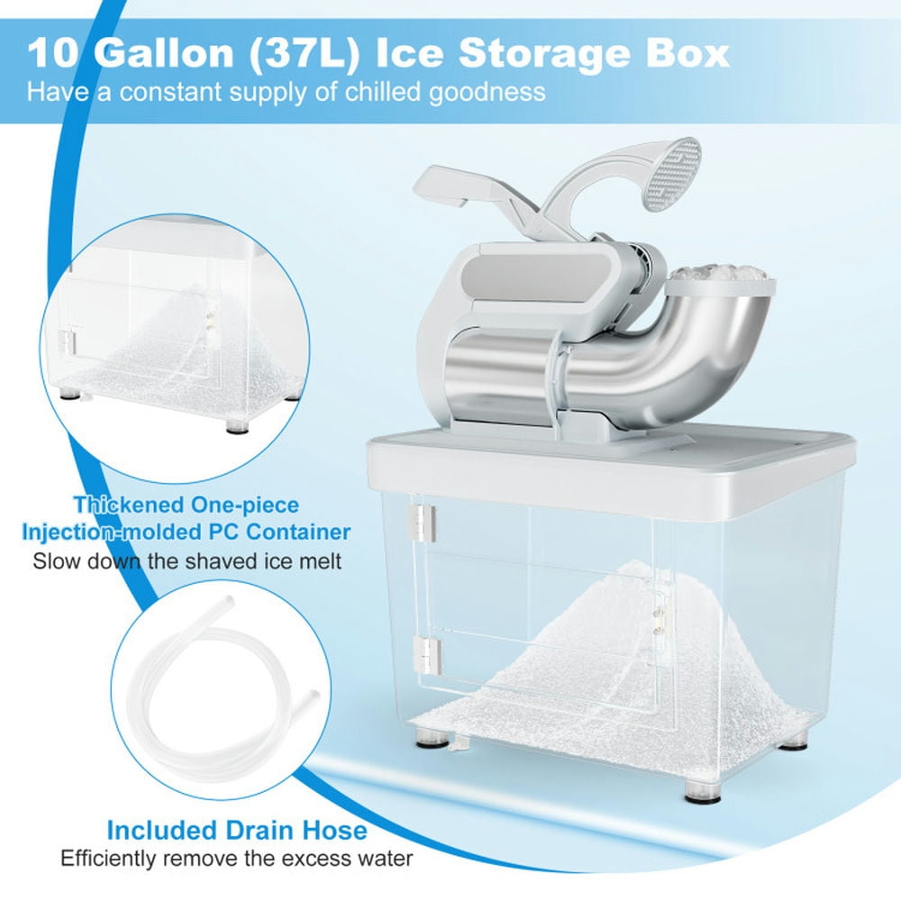 Topcobe 300W Commercial Ice Crusher with Dual Blades and Safety Switch for Home Kitchen Dorm-Gray
