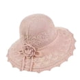 thumbnail image 2 of XINPING Womens Elegant Crochet Straw Hat with Ruffle Detail, Summer Beach Straw Hats for Wide Brim Sun Protection Hat in Spring and Summer, 2 of 3