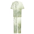thumbnail image 4 of Atogsazn Two Piece Sets for Women Casual Summer Printed Round Neck Short Sleeve Tops And Wide-Leg Pants Suit Yellow L, 4 of 5