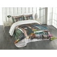 thumbnail image 3 of Ambesonne City Quilted Bedspread Set 3 Pcs, Street Paris Cafe Eating, Queen Size, Multicolor, 3 of 5