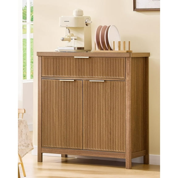 Sideboard Buffet Storage Cabinet,Buffet Table with Storage & Led Lights, Coffee Bar Cabinet for Kitchen Entryway Living Room, Wood & Black