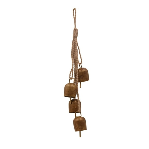 Antique Copper Cowbell, Metal Christmas Bell with Rustic Finish, Festive Holiday Decor for Porch, Gift, and Jingle Bell Sound Christmas Party Ambiance. Gold