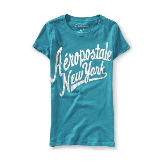 Aeropostale New York Script Graphic playera para mujer, verde, mediano