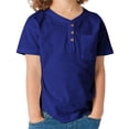 thumbnail image 2 of Summer Short Sleeved Kids Solid Casual Shirt Boys Henley T-Shirt, 2 of 3