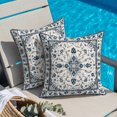 thumbnail image 2 of Throw Pillow Covers 20x20 Inch, Blue Boho Floral Decorative Pillow Cases for Couch Sofa Bed, Vintage Farmhouse Botanical Motifs Cotton Linen Square Home Decor Pillowcases with Hidden Zipper, 2 of 9