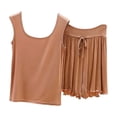 thumbnail image 2 of RKSTN Pyjama pour Femmes Ensemble Coton à Volants Grande Taille Col Ras du Cou Sans Manches Camisole de Pyjama avec Shorts 2 Pcs Pyjama Léger pour Femmes, 2 of 5