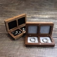 thumbnail image 3 of Double Slot Walnut Wood Ring Box Jewelry Storage Holder Wedding Engagement Case USA, 3 of 12
