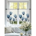 thumbnail image 5 of Sheer Curtain Panels Blue Tulip Rod Pocket Voile Window Curtains Floral Plant Window Treatments Ligh Filtering Privacy Curtain Drapes for Bedroom Living Room 2 Panel Set 45 Inch Length, 5 of 9