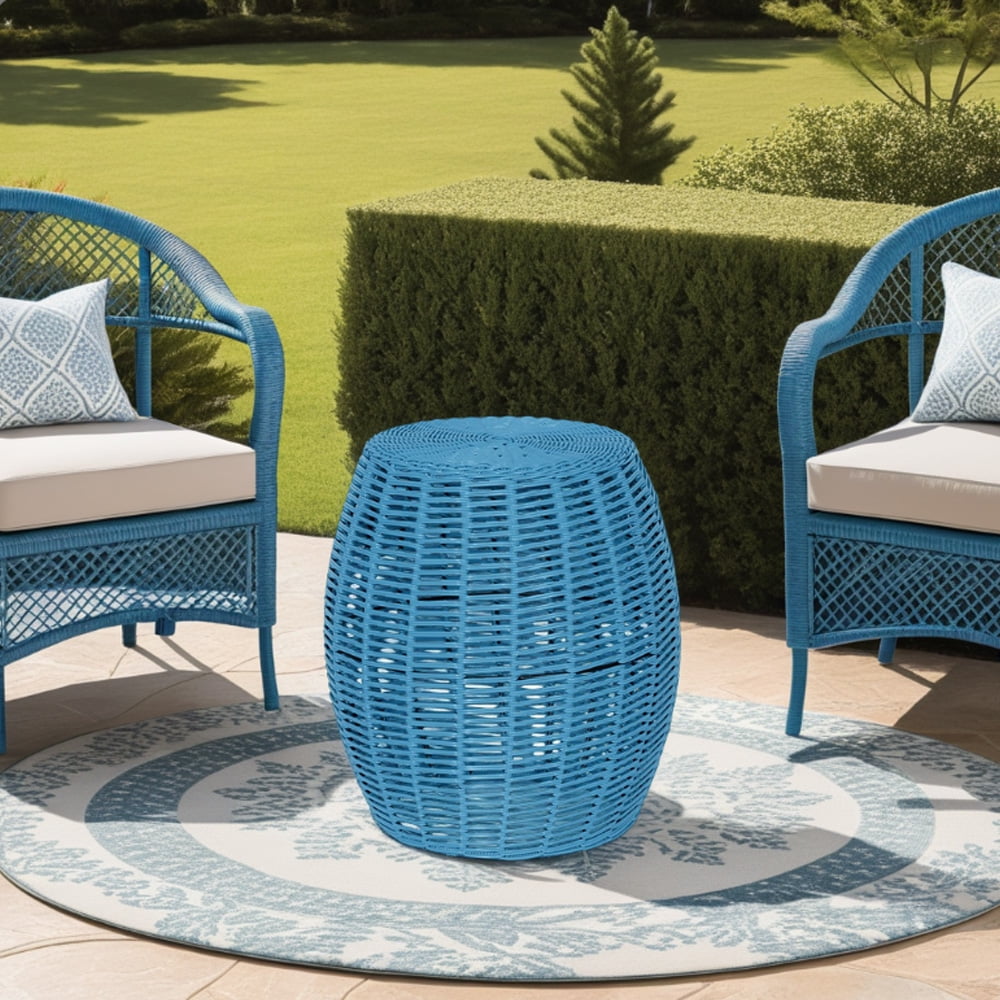Abble Outdoor Patio Side Table, Small Round Metal End Table, Weather Resistant Accent Table for Outside Garden Stool, Outdoor Ottoman
