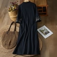 thumbnail image 6 of HOMBOM Embroidered Dresses for Women Maxi Casual Long Cotton Linen Crew Neck 3/4 Sleeve Plus Size Young Womens Shift Dress, 6 of 6