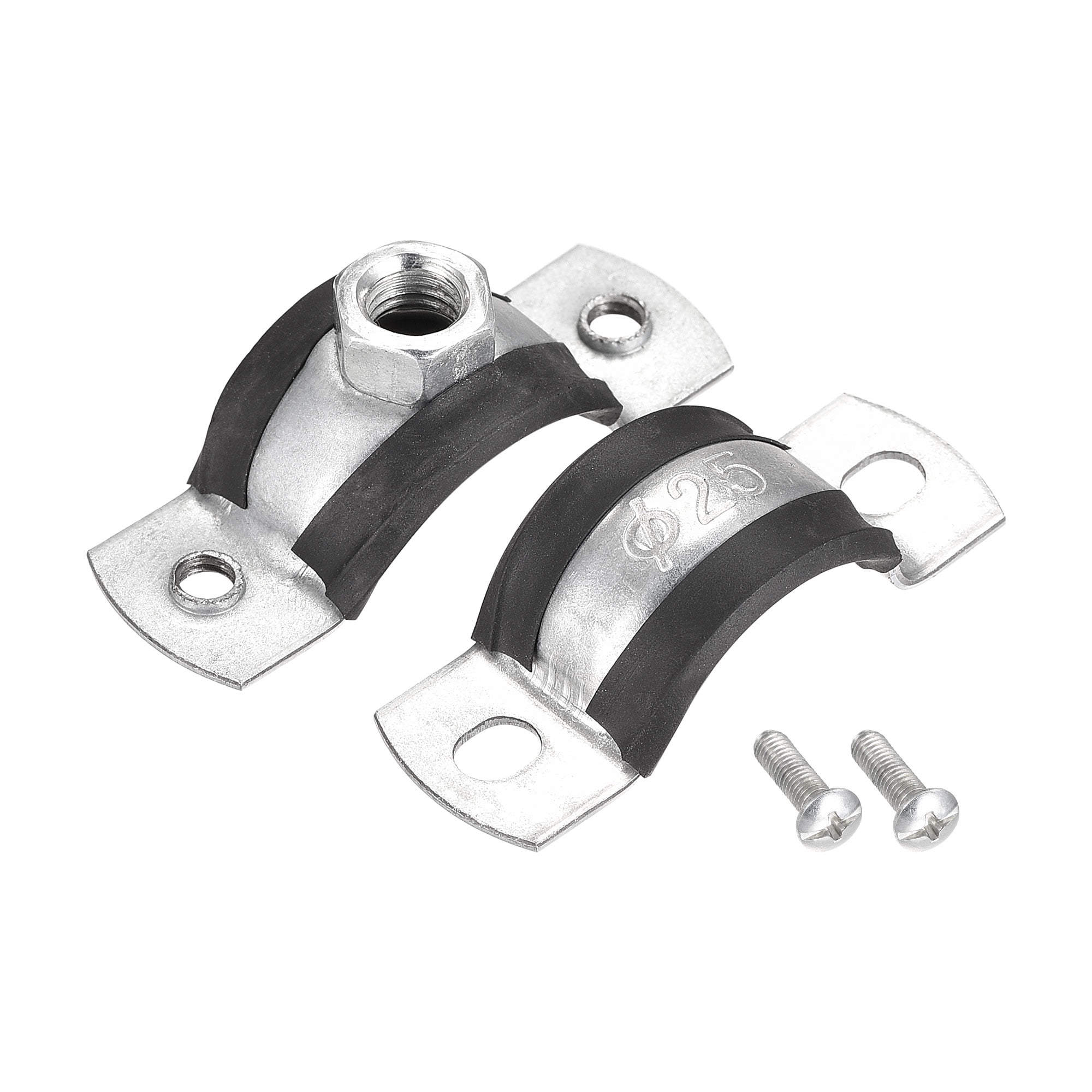 Unique Bargains Adjustable Pipe Bracket Clamp, Wall Ceiling Mount Iron Pipe Strap Support 25mm