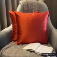 thumbnail image 5 of The HomeCentric Decorative Pillow Covers Rust Pack of 2, 24"x24" (60x60 cm) Satin Solid Cushion Covers For Sofa, Solid Modern Style - Rust Slub Satin, 5 of 10