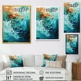 thumbnail image 4 of Designart "Aqua Dream Rush Motion IV" Abstract Framed Wall Art - Modern Orange Abstract Collages Entryway Framed Wall Art, 4 of 6