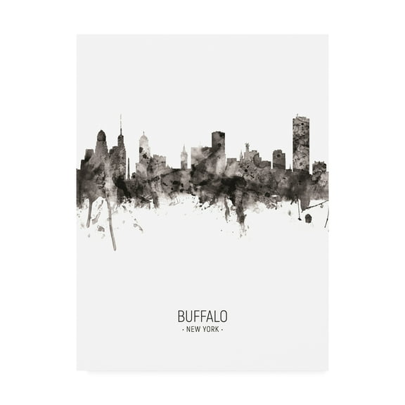 Trademark Fine Art 'Buffalo New York Skyline Portrait II' Canvas Art by Michael Tompsett