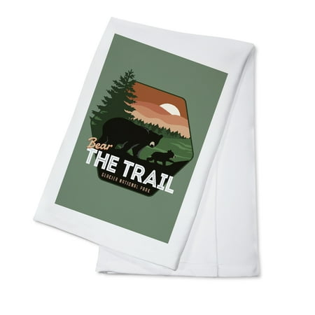 

Glacier National Park Montana Black Bear and Cub Bear the Trail Contour (100% Cotton Tea Towel Decorative Hand Towel Kitchen and Home)