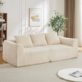 thumbnail image 2 of Lunale 3-Seater Modular Sectional Sofa, 92" Boneless Cloud Couch, No Assembly Required, Modern Corduroy Sofa for Living Room, Beige, 2 of 7