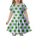thumbnail image 1 of Robes pour Filles Enfant Filles Été Imprimé à Pois Ajusté Doux Respirant à Manches Courtes Robe Décontractée Robe Nouveau-Né Violet Pâle 4 Ans-5 Ans, 1 of 4