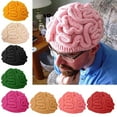 thumbnail image 3 of lanema Funny Handmade Crochet Knit Beanie Hat Kids Winter Personality Horrible Brain Solid Color Cap Props, 3 of 14