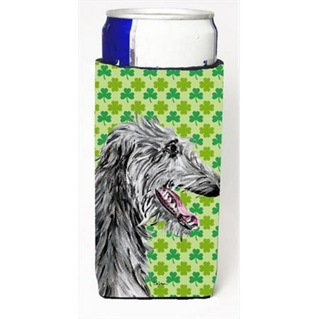 

Scottish Deerhound Lucky Shamrock St. Patricks Day Michelob Ultra bottle sleeves Slim Cans 12 Oz.