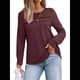 thumbnail image 2 of Blusas de Larga para Mujer, Blusas Elegantes e Informales, Camisetas de Encaje para Negocios, Moda de Otoño 2025. Rojo Vino L, 2 of 7
