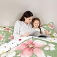 thumbnail image 4 of Erosebridal Dreamy Pink Flower Twin Comforter Sets for Girls, GreenBedding Set, Polka Dots Reversible, 2pcs, 4 of 6