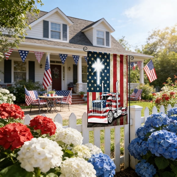 Amzcrzy Polyester Fl Ag Independence Day Garden Flag Outdoor Party Event Double Sided Printed Flag Courtyard Decoration Home Decor Home Decor Room Decor