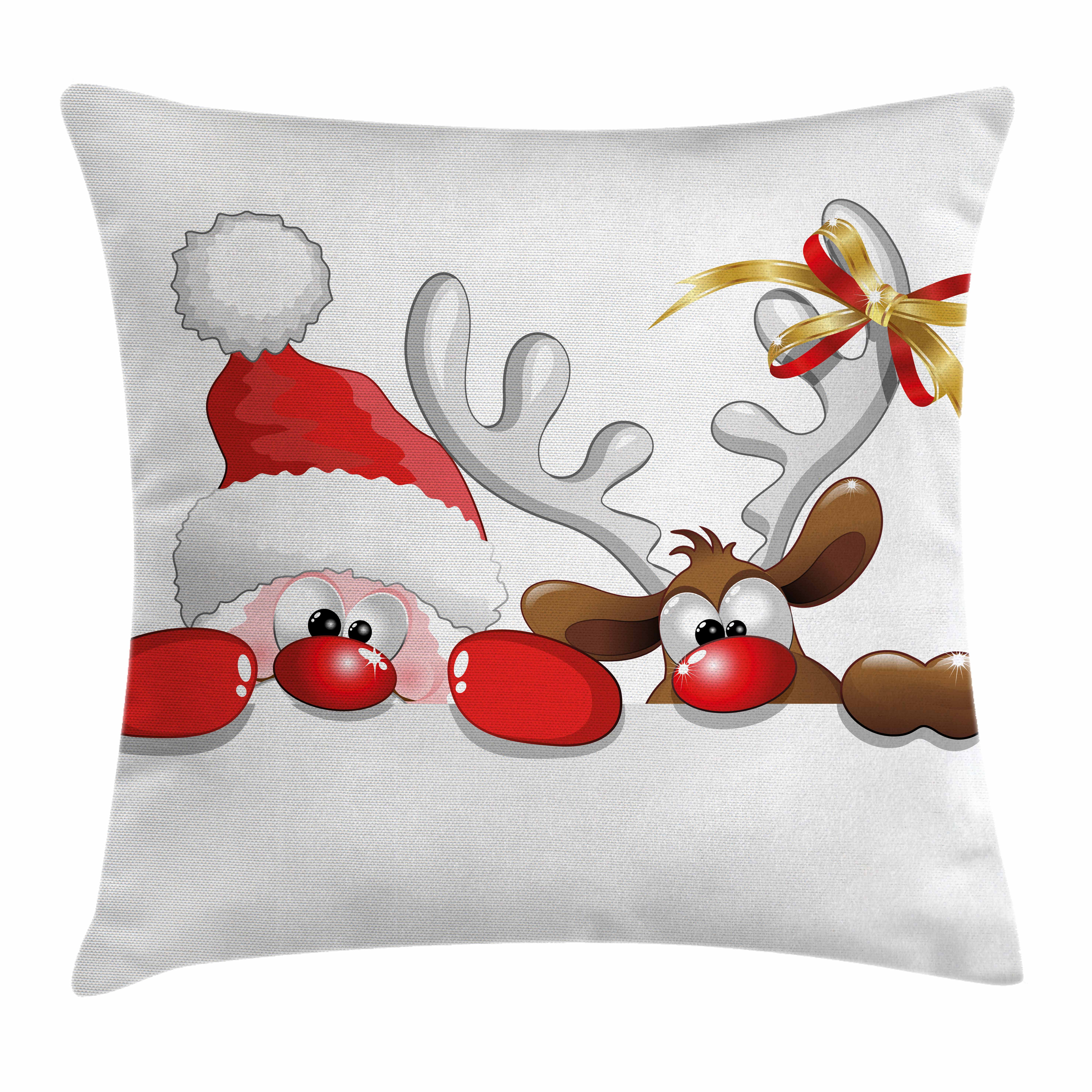 Christmas Throw Pillow Cushion Cover, Funny Christmas Santa Claus and