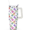 thumbnail image 2 of Colorful Pineapple 40 Oz Tumbler with Handle Lid and Straw, Stainless Steel Double Walled Vacuum Insulated Cup, Cute Anniversary Wedding Birthday Gifts Tumbler for Women Men Friends Outdoor Indoor, 2 of 7