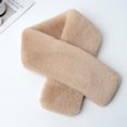 thumbnail image 3 of rygai Cross Scarf Faux Rabbit Fur Double-sided Thickened Soft Washable Pure Color Autumn Winter Women Neck Warmer Collar Scarf for Outdoor, 3 of 7