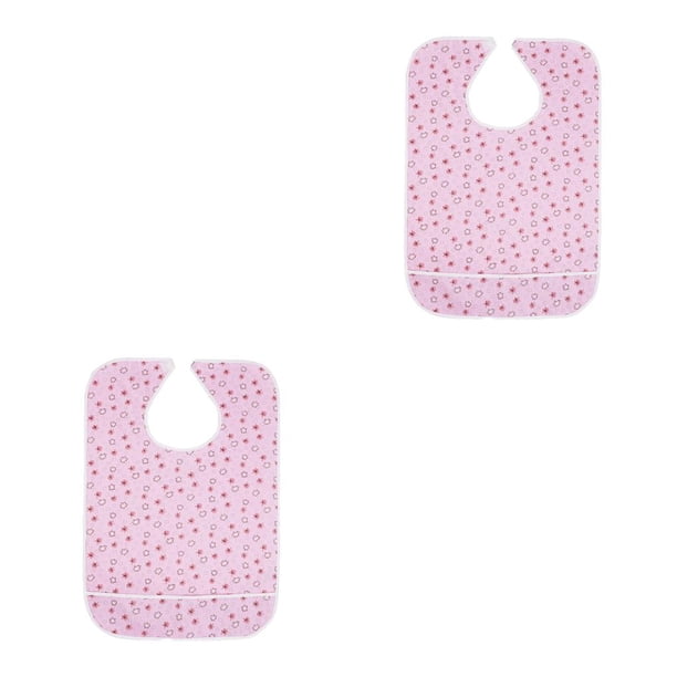 Toystoory Babero de alimentación para ancianos con hebilla adhesiva, Protector de ropa estampado lavable, delantal de ayuda para personas Type1 NO1