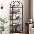 thumbnail image 1 of Gigicloud Libreros Abierta de 5 Niveles con Arcosm Estantería Independiente de 180 cm con Estructura De Metal Organizador Alto para Dormitorio Sala de Estar Oficina y Hogar Negro, 1 of 6