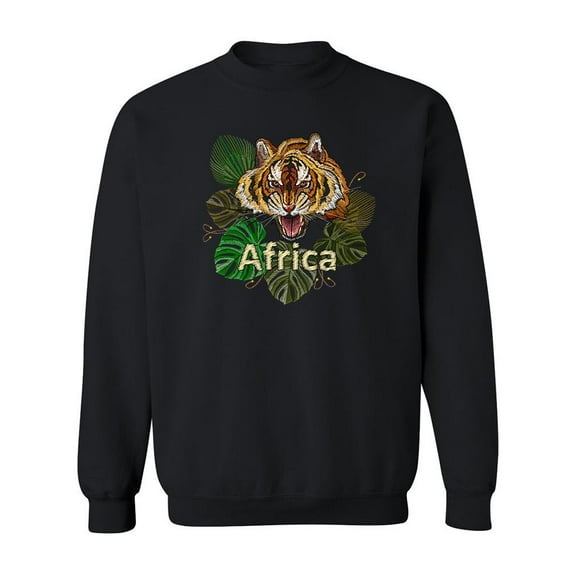 Embroidery Tiger And Palm Leaves Sweatshirt Men -Image by Shutterstock, Male 3X-Large