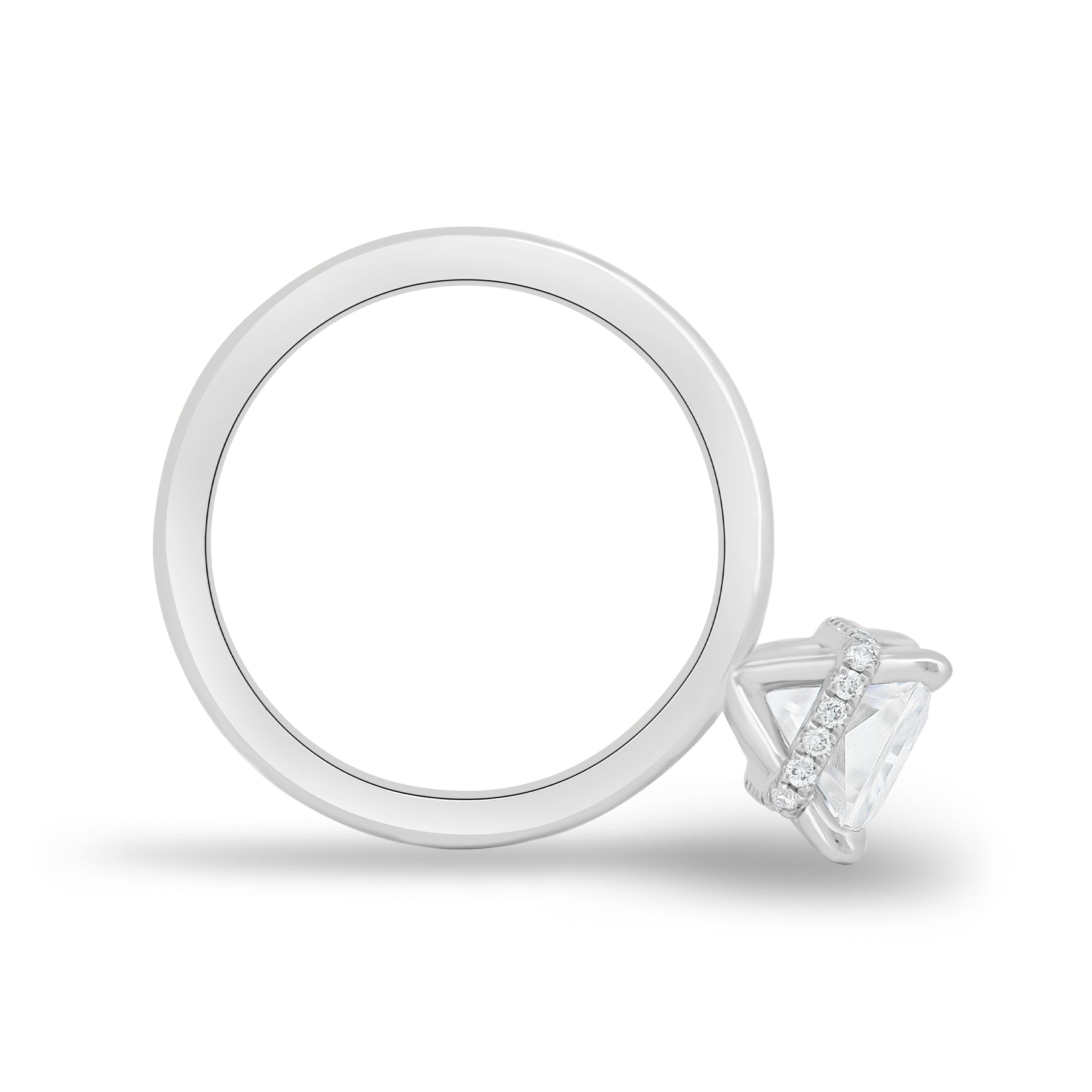 ESTE ORIGIN 4 Ctw Radiant Lab Grown Diamond Solitaire Ring with Hidden Halo in 14K White Gold for Women
