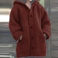 thumbnail image 2 of Viikei Plus Size Cardigans for Women Sweater Coat Cardigan Women Cardigans Clearance Casual Solid Color Single-Breasted Pocket Hooded Warm Knitted Loose Sweater Coat, 2 of 7
