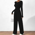 thumbnail image 6 of Women's 2 Piece Matching Lounge Set Long Sleeve Slim and Elastic Top Wide Leg Pants Casual Sweatsuit Fall Outfits Long Sleeve Wide Leg Drawstring Tracksuits Casual Lounge Set Matching Sets, 6 of 9