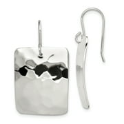 Primal Silver Sterling Silver Polished Hammered Square Shepherd Hook Earrings