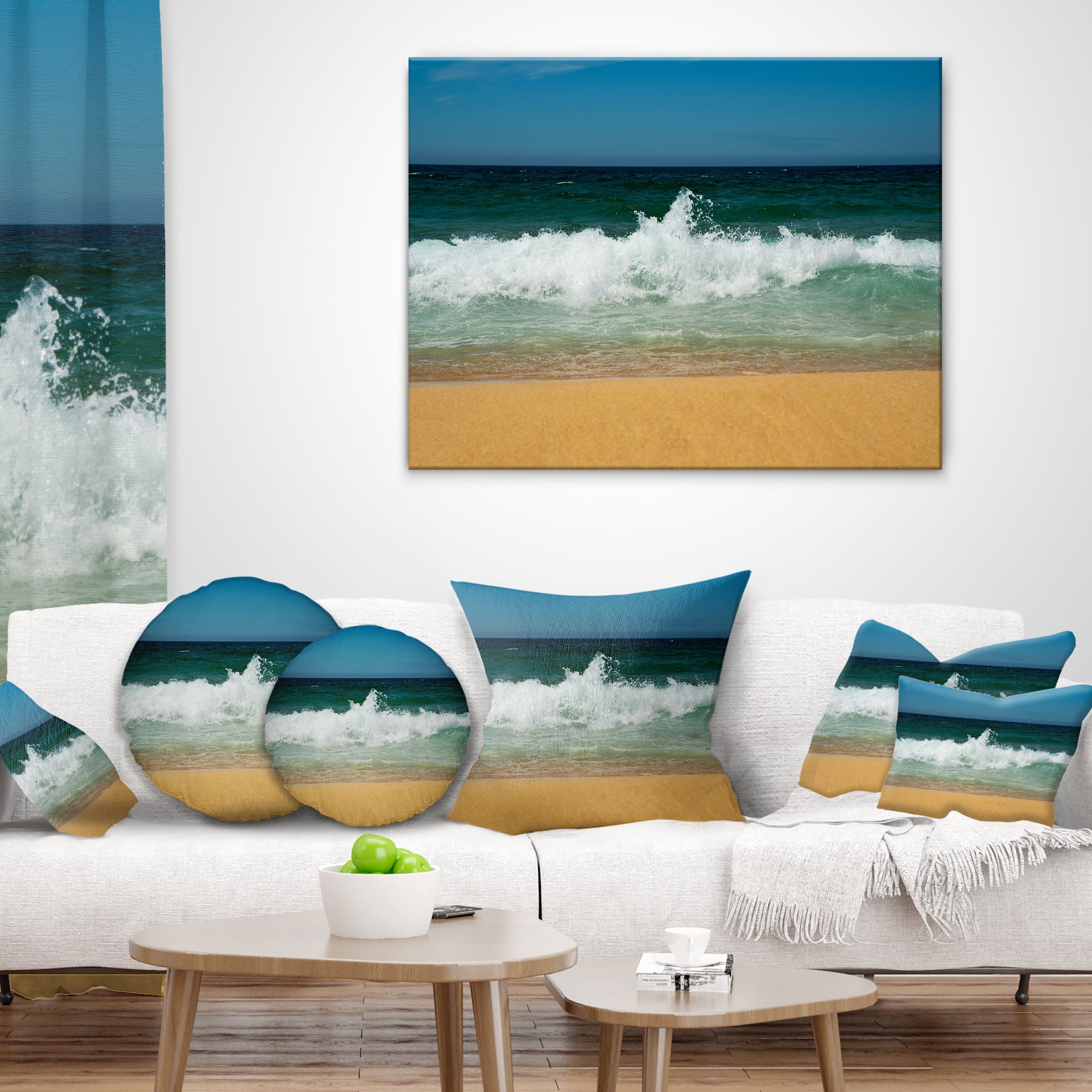 Designart 12" x 20" Blue Polyester Throw Pillow