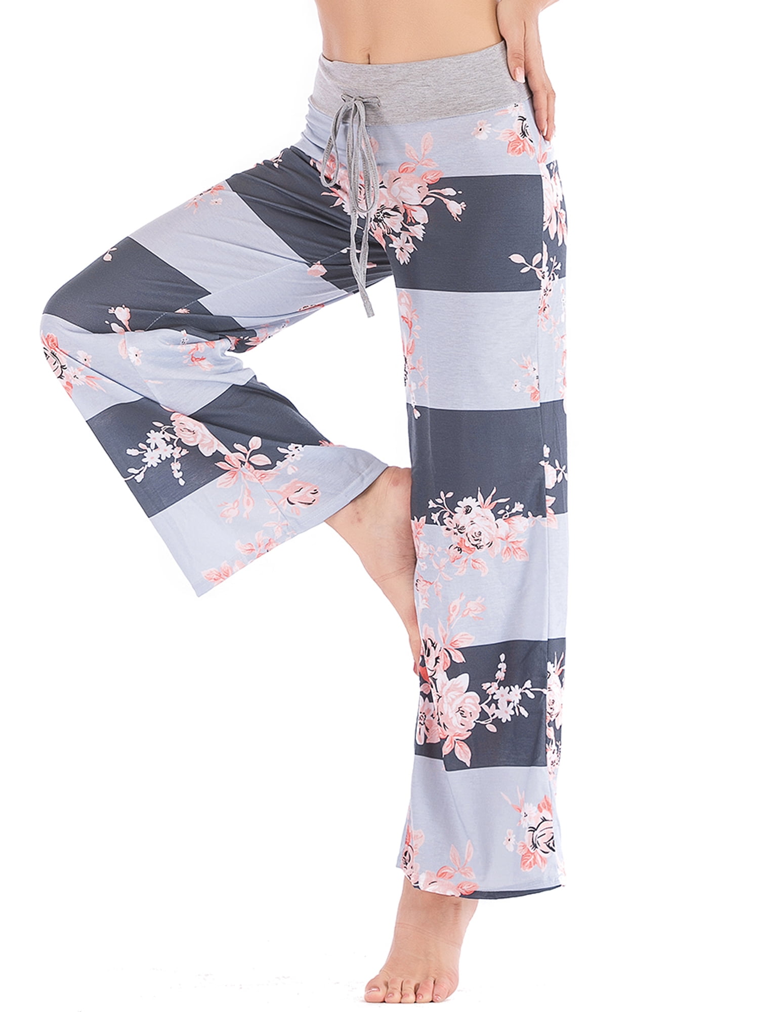 LELINTA Women's Plus Size Comfy Casual Pajama Pants Floral Print ...