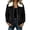 Black, variant on Cilsoka Women's Faux Shearling Collar Zip-Up Fuzzy Jacket, Soft Plush Short Coat with Pocket, Loose Warm Outerwear for Fall Winter Daily Wear