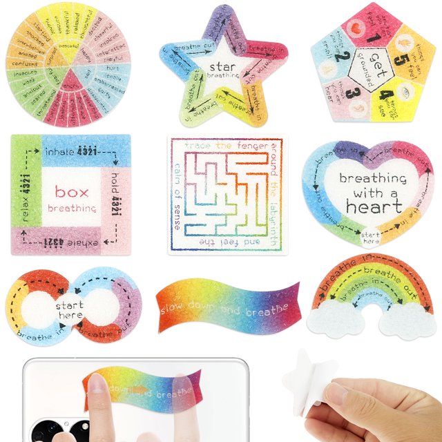 45 Pcs Autocollants Sensoriels Anti-Anxiété 9 Styles Autocollants Texturés Calmes Réutilisables Autocollants Tactiles Texturés Rugueux Imperméables Autocollants Adhésifs Anti-Stress pour Adultes Enfants École Classe