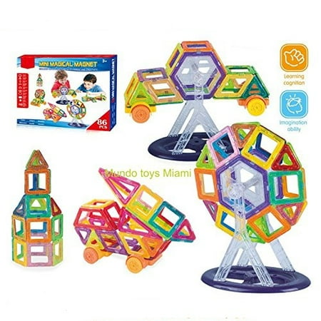 Magnetic Construction Toy - Mini Magnetic Blocks 86 pcs, Magnetic Tiles Building Blocks Magnetic Construction Set Multicolor Educational Toys