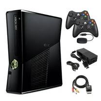 Restored Xbox 360 S 4GB Game Console Black with 2 Retrofam Wireless Controllers (Refurbished)