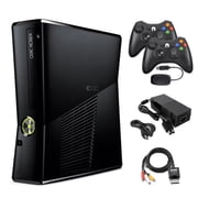 Restored Xbox 360 S 4GB Game Console Black with 2 Retrofam Wireless Controllers